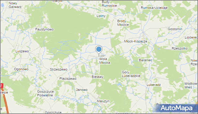 mapa Wola Młocka, Wola Młocka na mapie Targeo